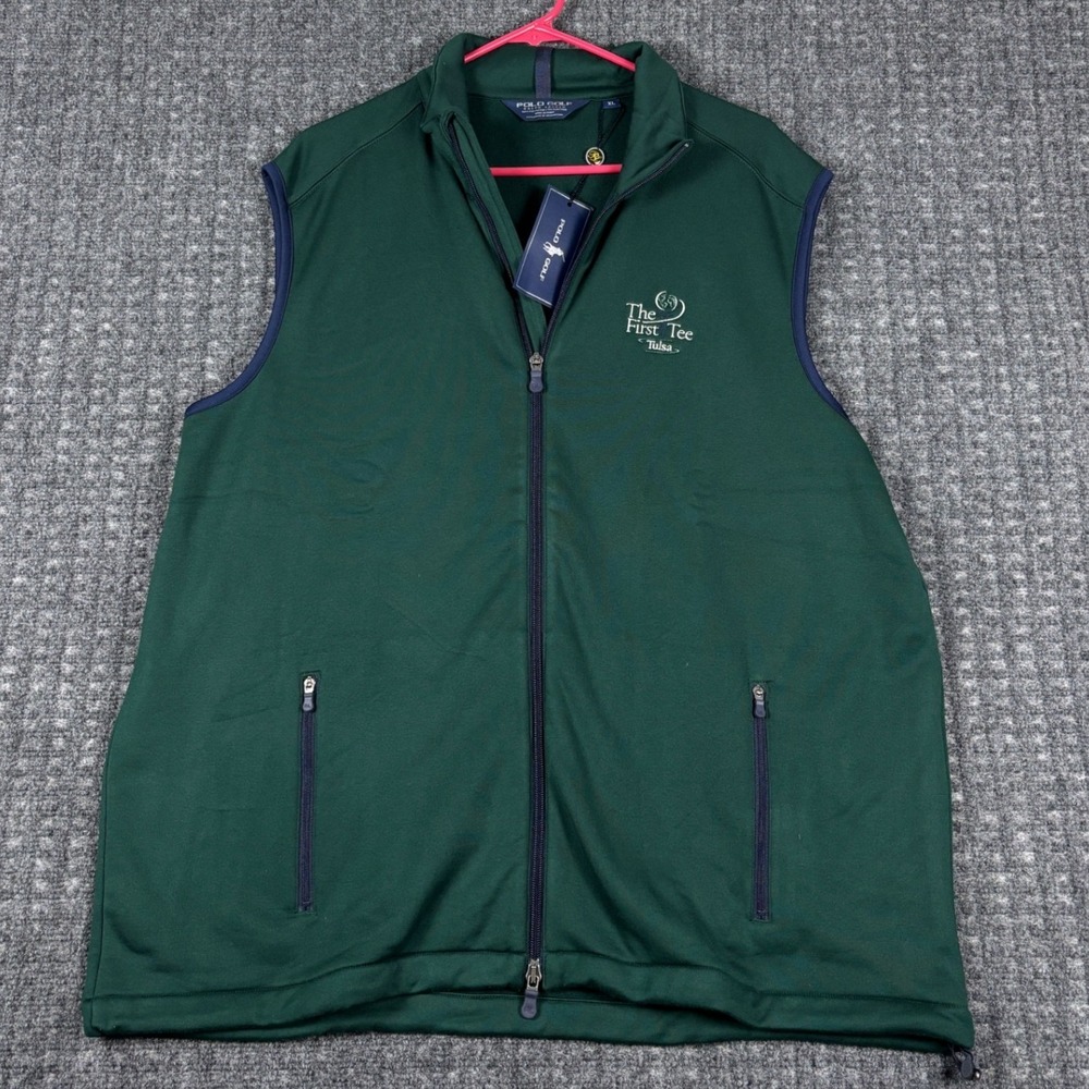 Polo Golf Ralph Lauren Full Zip Golf Vest XL Green The First Tee Tulsa Logo